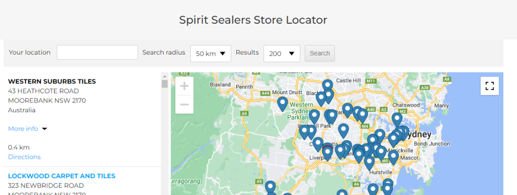 Spirit store locator page